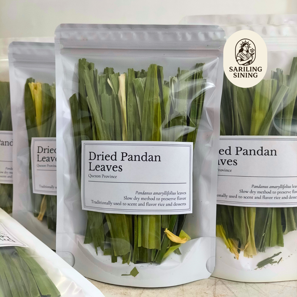 Dried Pandan Leaves Packed in Zip bags